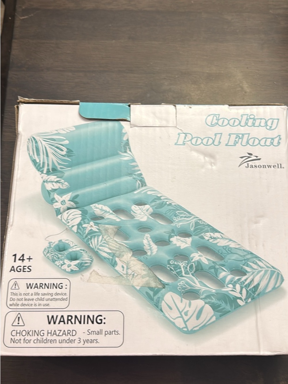 Teal Floral Cooling Pool Float Lounger